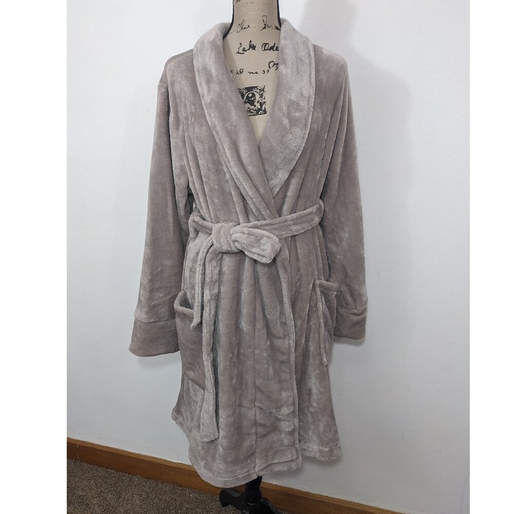 NWT Soma Plush Short Robe Silver Taupe Tie Belt size L/XL
